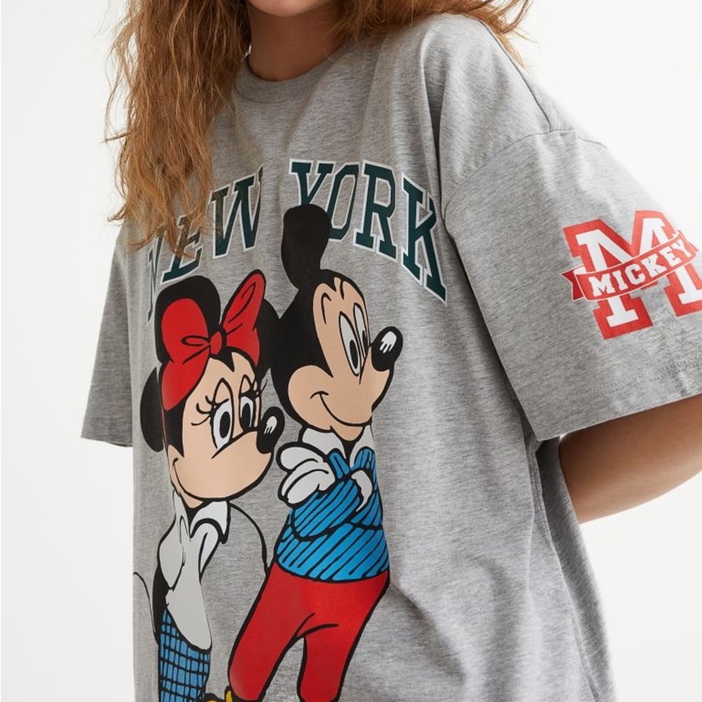 divided by h&m mickey & minnie oversized new york tee
